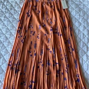 NWT Pleated Orange and Purple Midi Skirt